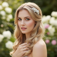 ATHENA COLLECTION - DAINTY VINTAGE BARRETTE PEARL CLIP - CLIP776 SILVER