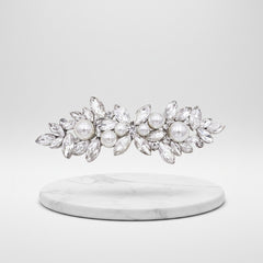 ATHENA COLLECTION - DAINTY VINTAGE BARRETTE PEARL CLIP - CLIP776 SILVER