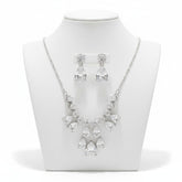 CUBIC ZIRCONIA COLLECTION - BRIDGERTON INSPIRED NECKLACE SET- CZNK258 SILVER