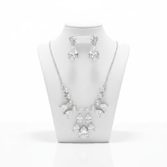 CUBIC ZIRCONIA COLLECTION - BRIDGERTON INSPIRED NECKLACE SET- CZNK258 SILVER