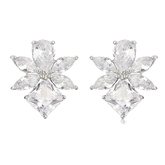 CUBIC ZIRCONIA COLLECTION - DAINTY GEM EARRINGS - CZER825 SILVER