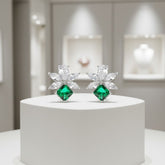 CUBIC ZIRCONIA COLLECTION - DAINTY GEM EARRINGS - CZER825 EMERALD