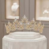ATHENA COLLECTION - REGAL CRYSTAL TIARA - AHB202 GOLD