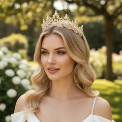 ATHENA COLLECTION - REGAL CRYSTAL TIARA - AHB202 GOLD