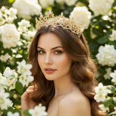 ATHENA COLLECTION - REGAL CRYSTAL TIARA - AHB202 GOLD