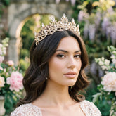 ATHENA COLLECTION - REGAL CRYSTAL TIARA - AHB202 GOLD