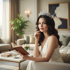 ATHENA COLLECTION - REGAL CRYSTAL TIARA - AHB202 SILVER