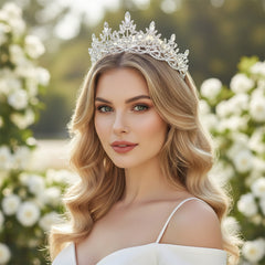 ATHENA COLLECTION - REGAL CRYSTAL TIARA - AHB202 SILVER