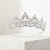 ATHENA COLLECTION - REGAL CRYSTAL TIARA - AHB202 SILVER