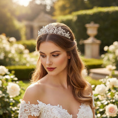 ATHENA COLLECTION -DELICATE DAISY TIARA - AHB203 SILVER