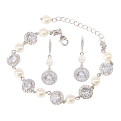CUBIC ZIRCONIA COLLECTION - DAINTY STARLET BRACELET SET- BR159- SILVER