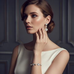 CUBIC ZIRCONIA COLLECTION - DAINTY STARLET BRACELET SET- BR159- SILVER