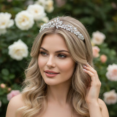 ATHENA COLLECTION - DAINTY DIVA TIARA - AHB204 -SILVER