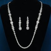 CUBIC ZIRCONIA COLLECTION - GATSBY GLAM NECKLACE SET - SILVER