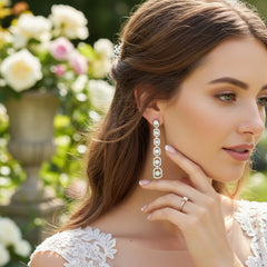 CUBIC ZIRCONIA COLLECTION - GLAM STARLET EARRINGS - CZER826 SILVER