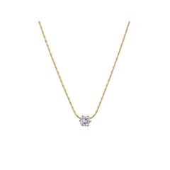 CUBIC ZIRCONIA COLLECTION - SIMULATED DIAMOND NECKLACE - GOLD (SSNK262)
