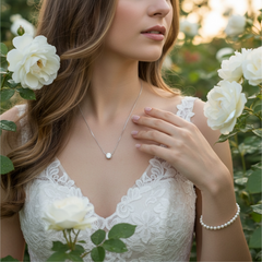 CUBIC ZIRCONIA COLLECTION - SIMULATED DIAMOND NECKLACE - (SSNK262)SILVER