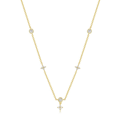 CUBIC ZIRCONIA COLLECTION - CHIC CLOVER SPARKLE NECKLACE - SSNK264 GOLD