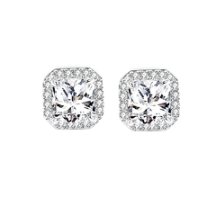 CUBIC ZIRCONIA COLLECTION - GEM SPARKLE EARRINGS - CZER828 SILVER