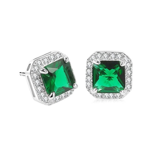CUBIC ZIRCONIA COLLECTION - GEM SPARKLE EARRINGS - CZER828 EMERALD