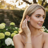 CUBIC ZIRCONIA COLLECTION - GEM SPARKLE EARRINGS - CZER828 EMERALD