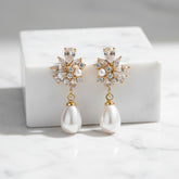 CUBIC ZIRCONA COLLECTION - DIVINE PEARL EARRINGS - CZER829 GOLD