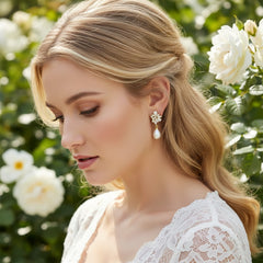 CUBIC ZIRCONA COLLECTION - DIVINE PEARL EARRINGS - CZER829 GOLD