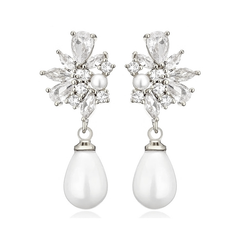 CUBIC ZIRCONA COLLECTION - DIVINE PEARL EARRINGS - CZER829SILVER
