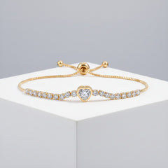 CUBIC ZIRCONIA COLLECTION - CRYSTAL ALLURE BRACELET - BR161 GOLD