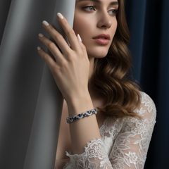 CUBIC ZIRCONIA COLLECTION - CRYSTAL DAZZLE BRACELET - BR162- SAPPHIRE BLUE