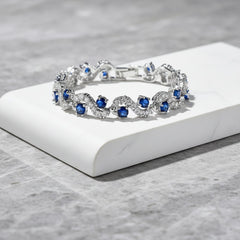 CUBIC ZIRCONIA COLLECTION - CRYSTAL DAZZLE BRACELET - BR162- SAPPHIRE BLUE