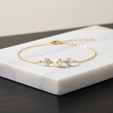 CUBIC ZIRCONIA COLLECTION - CHIC PEARL BRACELET - BR134 GOLD