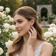 CUBIC ZIRCONIA COLLECTION - PEARL TREASURE DROP EARRINGS - CZER830 GOLD