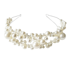 ATHENA COLLECTION - EXQUISITE PEARL HEADBAND - SILVER AHB199