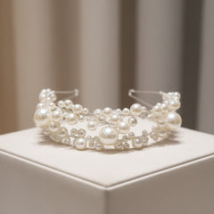 ATHENA COLLECTION - EXQUISITE PEARL HEADBAND - SILVER AHB199