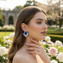 CUBIC ZIRCONIA COLLECTION - GEM SPARKLE EARRINGS - CZER832 SAPPHIRE