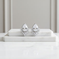 CUBIC ZIRCONIA COLLECTION - GEM SPARKLE EARRINGS - CZER832 SILVER