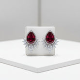 CUBIC ZIRCONIA COLLECTION - GEM SPARKLE EARRINGS - CZER832 RED