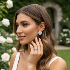 CUBIC ZIRCONIA COLLECTION - DIAMOND CLUSTER CLIP ON EARRINGS - CZER836 SILVER