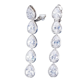 CUBIC ZIRCONIA COLLECTION - DAZZLING CRYSTAL DROP CLIP- ON EARRINGS - CZER837 SILVER
