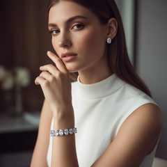 CUBIC ZIRCONIA COLLECTION - SIMULATED DIAMOND BRACELET - BR165 SILVER