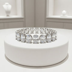CUBIC ZIRCONIA COLLECTION - SIMULATED DIAMOND BRACELET - BR165 SILVER