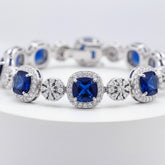 CUBIC ZIRCONIA COLLECTION -EXTRAVAGANT STATEMENT BRACELET - BR166 SAPPHIRE