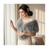 MARABOU FEATHER WRAP - GREY (SG5)