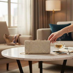 ATHENA COLLECTION - GLITZY GLAM CRYSTAL CLUTCH - GOLD