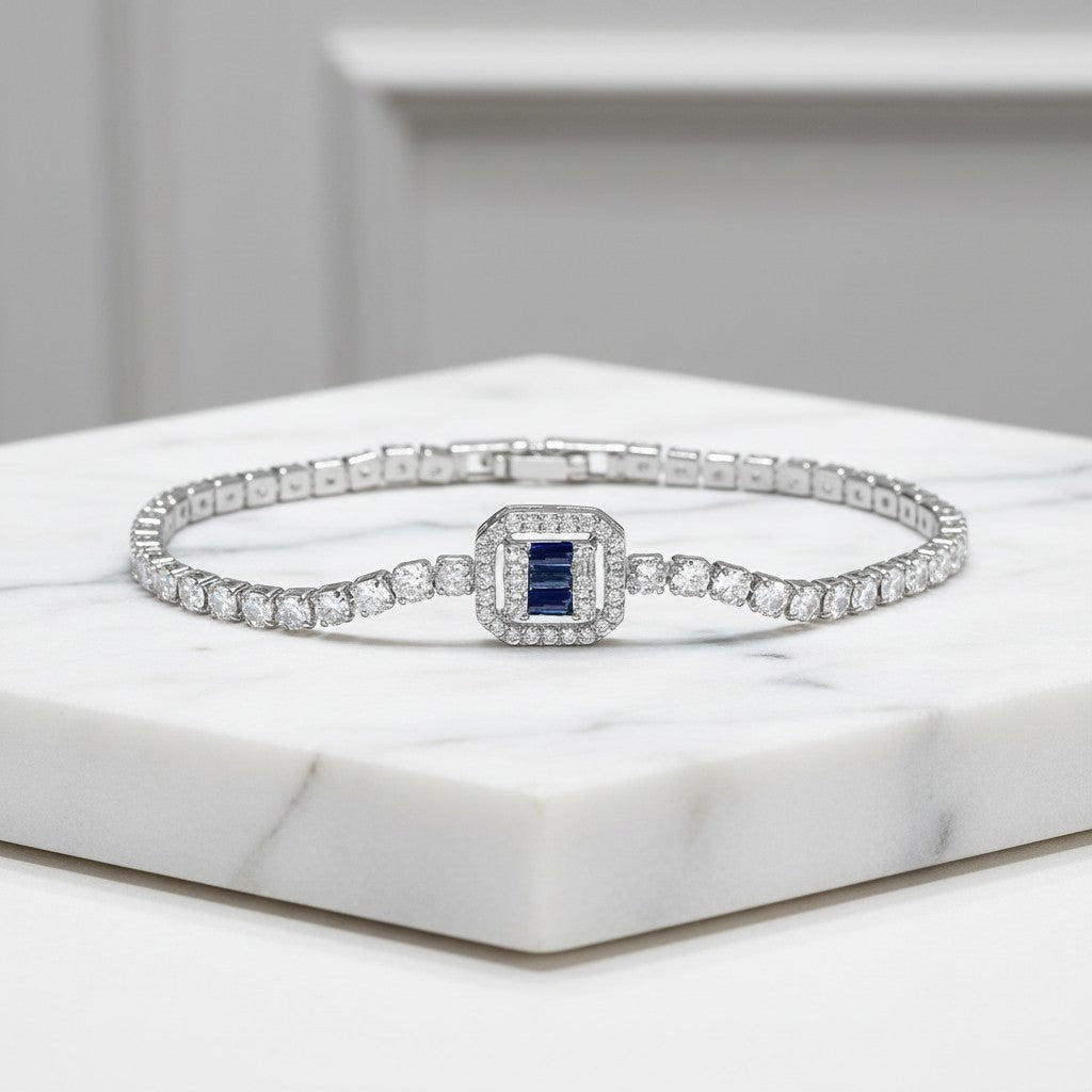 CUBIC ZIRCONIA COLLECTION - GLITZY GLAM BRACELET - CZBR167 SAPPHIRE