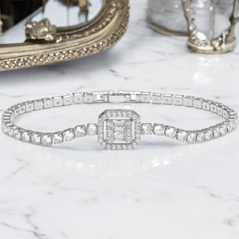 CUBIC ZIRCONIA COLLECTION - GLITZY GLAM BRACELET - CZBR167 SILVER