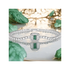CUBIC ZIRCONIA COLLECTION - GLITZY GLAM BRACELET - CZBR167 EMERALD