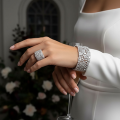 CZ COLLECTION - STATEMENT CUFF BANGLE SET - CZBR168 SILVER