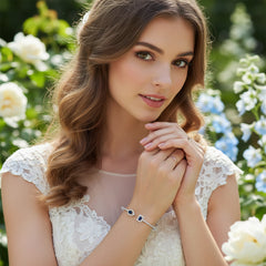 CUBIC ZIRCONIA COLLECTION - EXQUISITE BANGLE BRACELET -CZBR144 SAPPHIRE